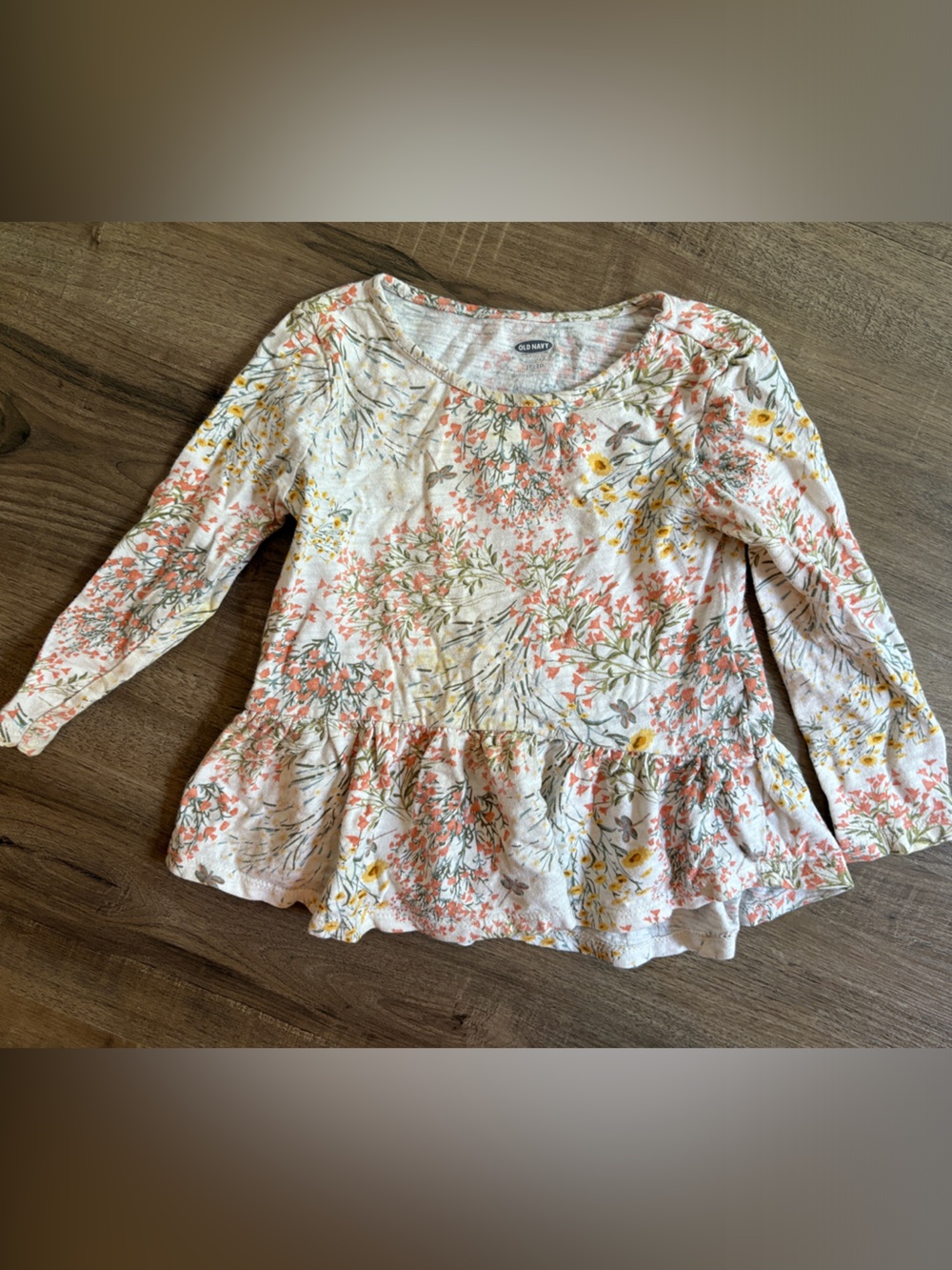 🌺10/$20 Toddler Old Navy Floral Tunic - Pink & Yellow on Cream